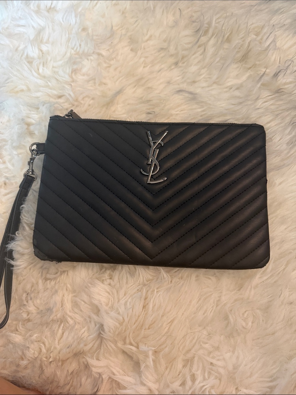 Black Quilted Wristlet Clutch